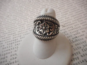 Relios Carolyn Pollack Sterling Chased Floral Rope Saddle Setting Ring 514K - Picture 1 of 10