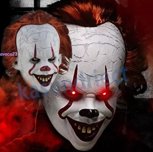 Scary Clown Pennywise IT Full Mask EvilRed Eyes Horror Cosplay Halloween Costume - Picture 1 of 7