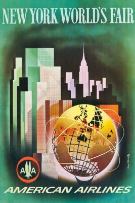 American Airlines New York World's Fair 1964 Vintage Style Wall - POSTER 20"x30" - Image 1 of 3