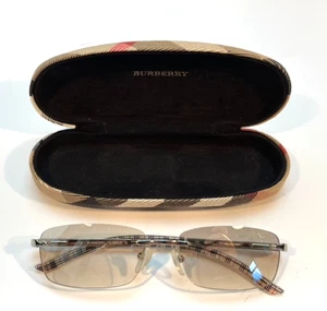 Vintage Burberry Sunglasses 90’s Beige Check Rimless Smoke Glass VGC - Picture 1 of 23