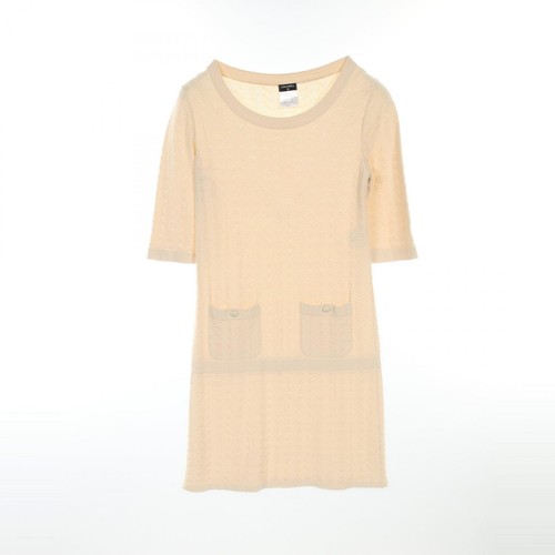 Abito Chanel Coco Mark cotone con bottoni 38 avorio