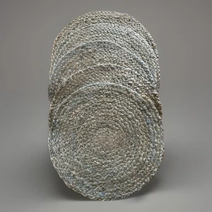 5er Set - Geflochtene Jute Tischsets 16" Rund Grün Landhaus Bauernhof Hütte Natur - Bild 1 von 4