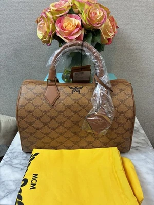 NWT MCM Medium Cognac Ella Boston Satchel - MSRP $830 - Image 1 of 4