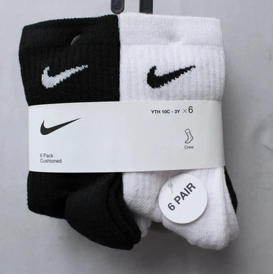 Nike Niños 4-7 Malla Cojín Ligero Crew Calcetines Paquete de 6 CN6 Tusk Talla 5-7 Nuevo con Etiquetas Foto 1 de 3