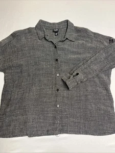 Eileen Fisher Damen Petite Large Tweed Leinenmischung Langarm Bluse - Bild 1 von 5