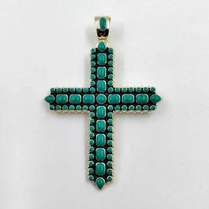 Colgante Cruz Turquesa Estilo Nativo Americano 3.5"x2.5" Pulgadas Excelente Estado - Imagen 1 de 3