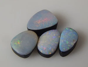 Handgefertigter australischer Doublet Opal 15,45 Karat 11x9x4 bis 11x8x4 mm 4 Stück D-112 - Bild 1 von 4