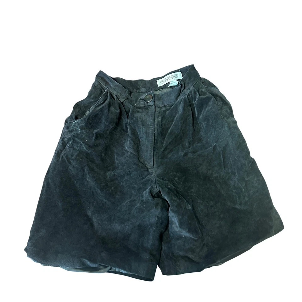 Pantalones Cortos de Cuero Evan Davies Talla 4 Plisados Cintura Alta Ropa de Mujer De Colección Foto 1 de 4