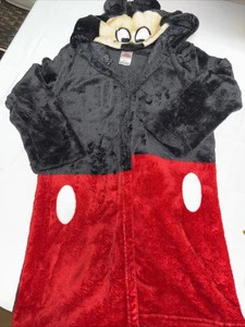 Disney Mickey Mouse Size 5T Boys Girls Towel Robe Black And Red Hood - Picture 1 of 4