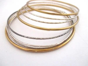 Juego de 8 Pulseras Brazalete Metal 3 Tono Dorado 5 Tono Plata - Imagen 1 de 3