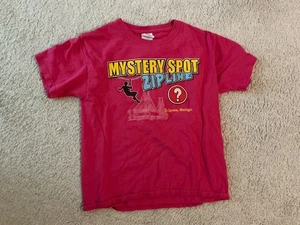 Rare Mystery Spot St. Ignace Michigan Girl’s T-Shirt Size Large Pink Zip Line - Bild 1 von 2