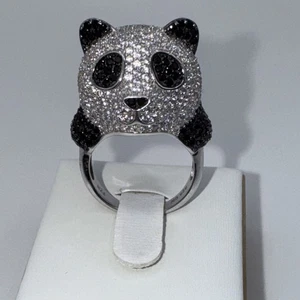Sz 6.75 CZ And Black Spinel Sterling Ring - Picture 1 of 6