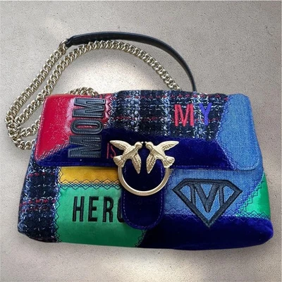 Bolso de Hombro PINKO Love Clásico Puff Crazy Patch Cadena Multicolor ¡COMO NUEVO! Foto 1 de 4