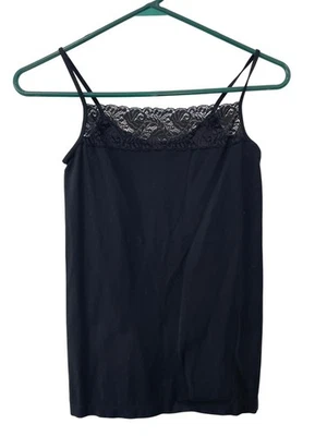 Y2K 限量吊带背心中号花边装饰方领黑色亲密 — 第 1/4 张图片