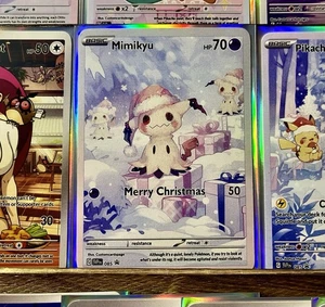 A Very Mimikyu Christmas Custom Fan Art Pokemon Card w/ Holo Sleeve - Picture 1 of 1