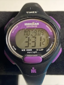 Timex Ironman Watch Womens 34mm Black Purple Digital INDIGLO T5K523 New Battery - Picture 1 of 9