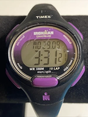 Timex Ironman Watch Womens 34mm Black Purple Digital INDIGLO T5K523 New Battery - image 1 of 4