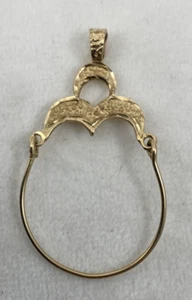 14K Yellow Gold ~ Diamond Cut ~ 1" x 1 3/4" Charm Holder ~ Pendant - Picture 1 of 10