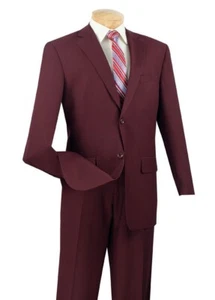 Burgundy Vinci Men's Regular Fit 2 Piece 2 Button Textured Weave NEW - Picture 1 of 5