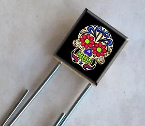 Sugar Skull Scrabble Bookmark Day of the Dead dia de los muertos Skeleton Charm - Bild 1 von 2