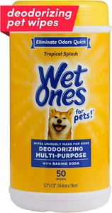 Pet Deodorizing Grooming Wipes Tropical Splash Scent Multipurpose 100ct - Picture 1 of 8