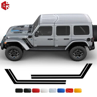 2pcs Car Door Side Skirt Rocker Panel Racing Stripes for Jeep Wrangler JK JL — 第 1/4 张图片