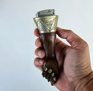 Vintage HAND CARVED WOOD FIGA Petrol LIGHTER CROWN - Picture 1 of 11