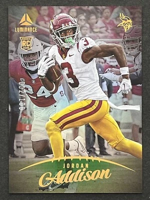 2023 Luminance Jordan Addison Green /100 #107 Rookie RC Minnesota Vikings - Image 1 of 2