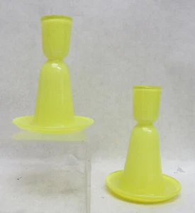 EXQUISITE ITALIAN VENINI YELLOW SMALL 4 1/4" CANDLE STICKS - Picture 1 of 3