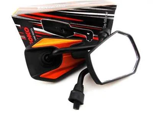 ESPEJOS RETROVISORES SKO HEXAGONALES KAWASAKI KMX200 87-89 NEGRO NARANJA - Imagen 1 de 4