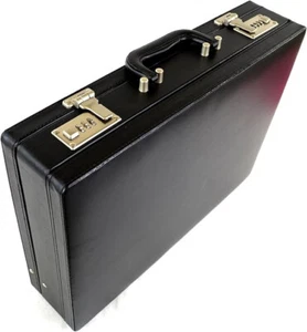 Smooth Nappa Faux Leather Expandable Executive Attache Case Briefcase Work Bag - Picture 1 of 12