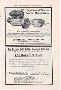 1906 Continental Gas Engine Ad-Print & 1906 St John Auto Tire Co Ad - Picture 1 of 1