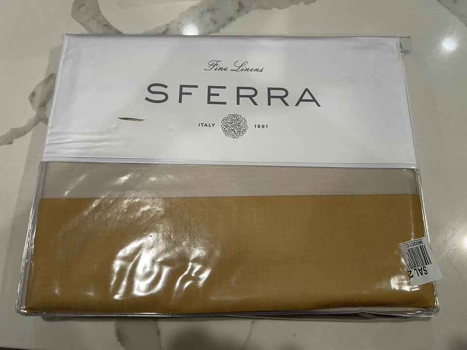 Sábana plana SFERRA 2600 LARRO Queen, dorada, Italia. $490- Nuevo Foto 1 de 4