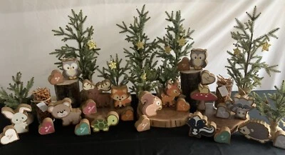 Handmade Set Of 12 Wooden Woodland Animals For Baby Shower Centerpieces  - Image 1 of 4