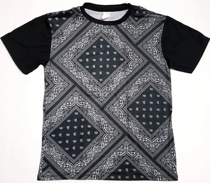 Paisley Bandana Sublimation T-shirt Urban Streetwear Tee Adult Men's Black New - Picture 1 of 2