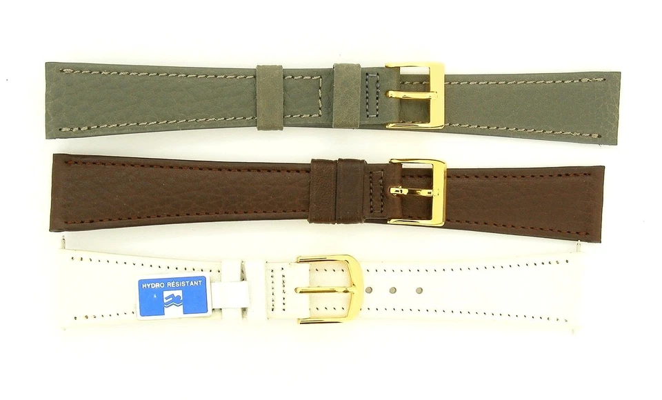 Watchband Stylecraft WATERPROOF LEATHER 8 10 11 19 20 mm brown gray white S L R - Image 1 of 1