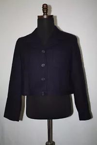 Vintage JG Haken Gr. 14 Petite marineblau kurz geschnittene Wolle 4 Knöpfe Jacke gefüttert - Bild 1 von 5
