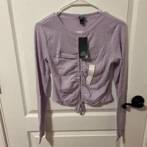 Top tejido manga larga con cordones morado Wild Fable XS para mujer nuevo con etiquetas - Imagen 1 de 9