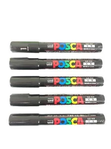 Pack of 5 Black Marking Pens for Art Craft Office Use - Picture 1 of 2