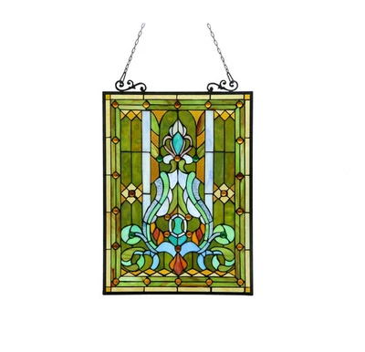 Panel de ventana de vitral estilo Tiffany diseño victoriano 18" de ancho x 25" de alto Foto 1 de 4