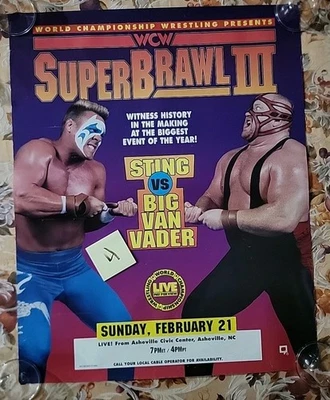 WCW 1993 24" x 31" Super Brawl III - Sting -vs- Vader Poster - Image 1 of 4