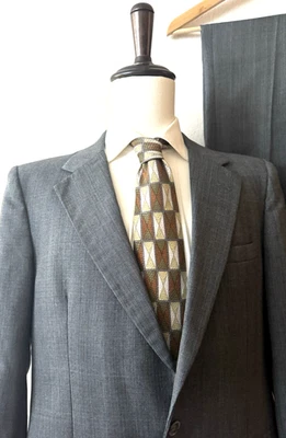 Vintage Botany 500 Suit 2-Piece Men's 41R - 38W x 30L Dark Gray Plaid Wool 2-Btn - Image 1 of 4