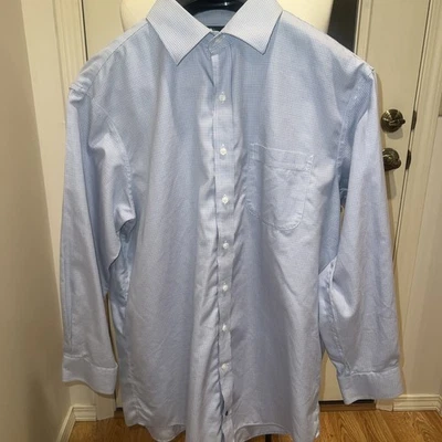 CAMISA HART SCHAFFNER MARX PARA HOMBRE ABOTONADA MANGA LARGA 17 XL Azul Gris Nueva sin etiquetas Foto 1 de 4