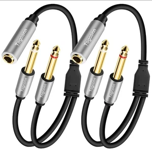 2-Pack 1/4 inch TRS Stereo 2 Pack, 6.35mm Female to Dual Male - Picture 1 of 1