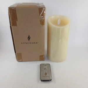 Luminara Flameless Pillar Wax Scented Candle W/Remote Off-White 7" Moving Flame - Picture 1 of 5