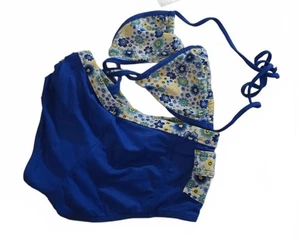 Vintage BeachieKeen Damen zweiteiliger Badeanzug blau geblümt Größe 7 - Bild 1 von 6