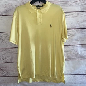 Polo Ralph Lauren Mens Polo Shirt XL Yellow Pima Soft Touch Preppy B4 - Picture 1 of 9