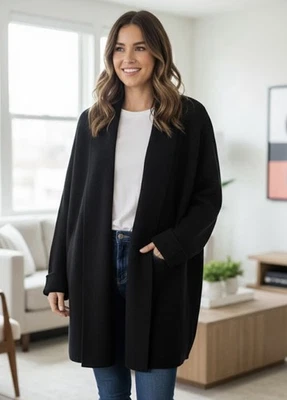 Cárdigan clásico acanalado abierto de lana lavable Bloomingdales talla XL Foto 1 de 4