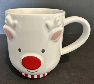 Mug Starbucks Ceramic Christmas REINDEER Rudolph White 10oz 2023 - Picture 1 of 5