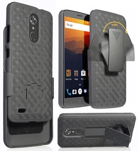 Black Kickstand Case Cover + Belt Clip Holster for ZTE Imperial Max (Z963U) - Picture 1 of 6